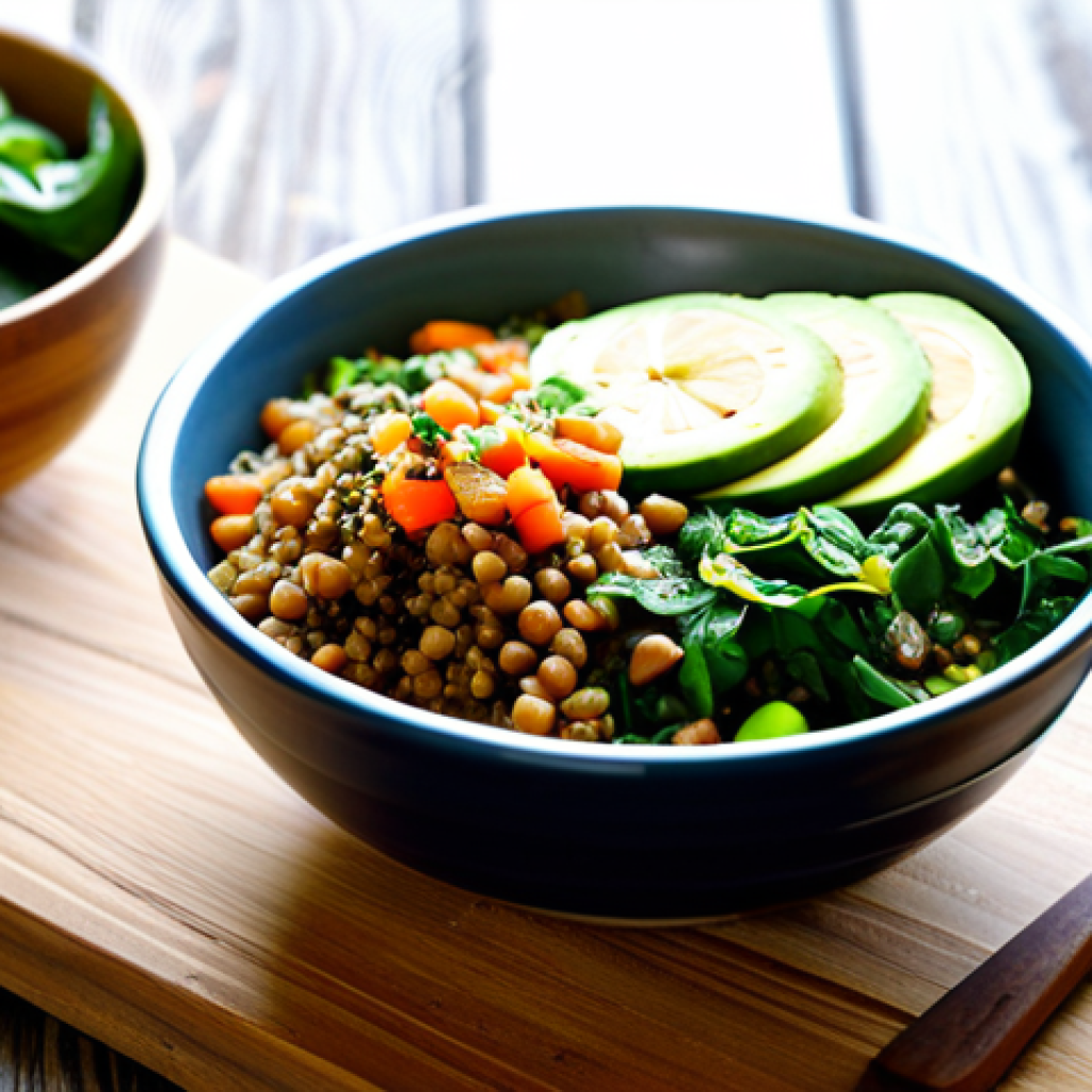 비건 식단을 위한 영양소 소스 가이드 - Vibrant Vegan Lunch Bowl**

"A colorful vegan lunch bowl with lentils, quinoa, spinach, avocado, and...