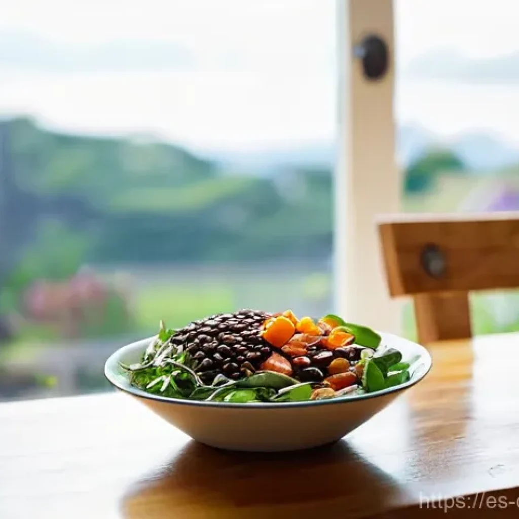 비건 식단에서의 혈당 조절 방법 - **Prompt:** A young adult, around 20-30 years old, with a warm and inviting smile, dressed in comfor...