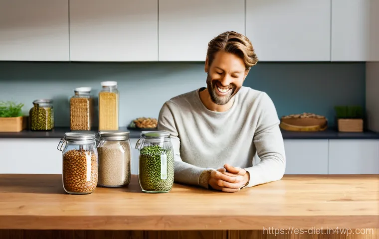 비건 식단을 위한 영양소 계획 세우기 - **Nutrient Powerhouse Flat Lay:** A high-angle, artfully composed flat lay photograph showcasing an ...